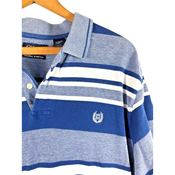 Chaps Ralph Lauren Polo Shirt XL Blue & White Stripe Textured Rugby Style S/S - Picture 3 of 6